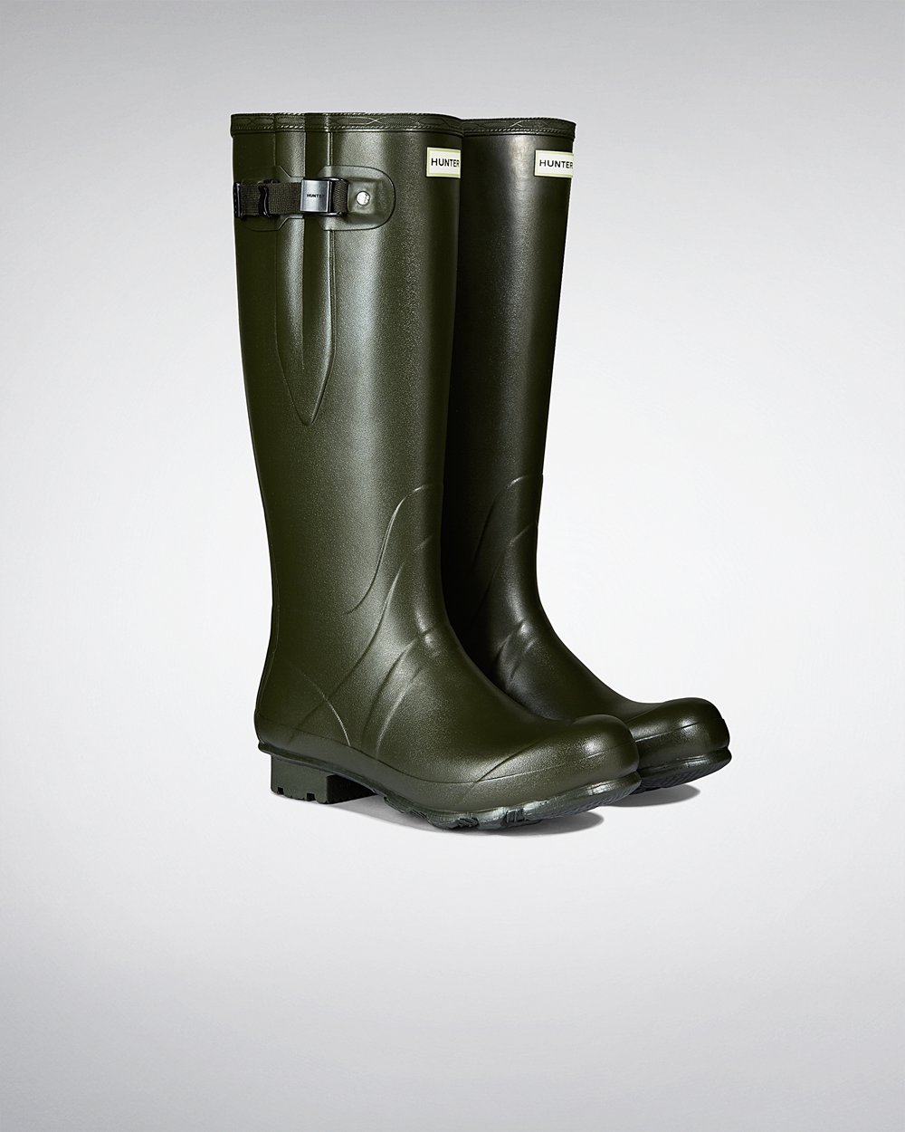 Galochas Altas Hunter Homem Verde Escuro Oliva - Norris Field Side Adjustable Neoprene Lined - 74JYF